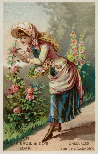 Fille sentant les roses - American School