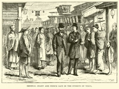 Le général Grant et le prince Dati dans les rues de Tokyo - American School