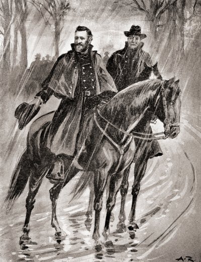 Le général Grant en reconnaissance sous la pluie à Belmont, Missouri, avant la bataille en 1861, de 