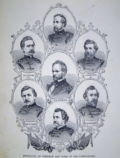 Général William Tecumseh Sherman (1820-91) et certains de ses commandants de l