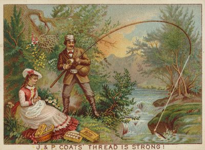 Gentleman pêchant sur la berge - American School