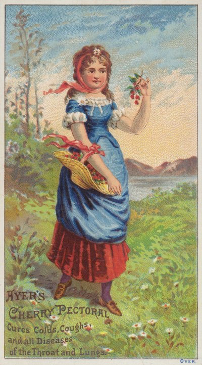Fille portant un panier de cerises - American School