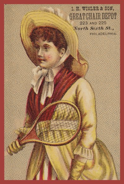 Fille tenant une raquette - American School