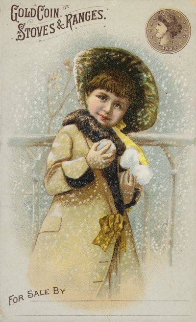 Fille tenant des boules de neige - American School