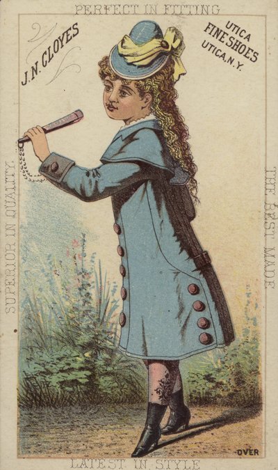 Fille en manteau bleu et bottes - American School