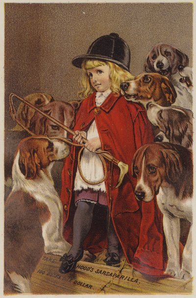 Fille en veste de chasse avec des chiens - American School