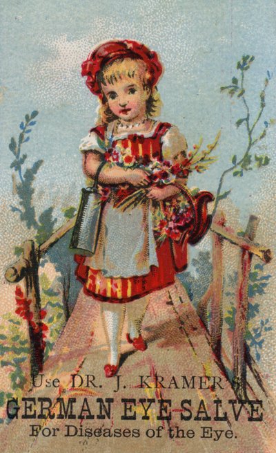 Fille sur un pont, publicité pour une pommade pour les yeux allemande - American School