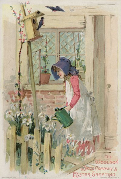 Fille avec un arrosoir vert - American School