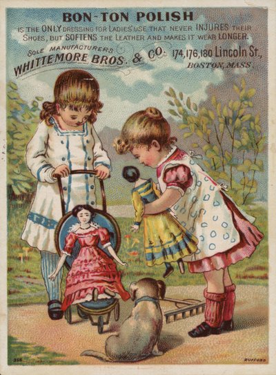 Filles jouant avec des poupées - American School
