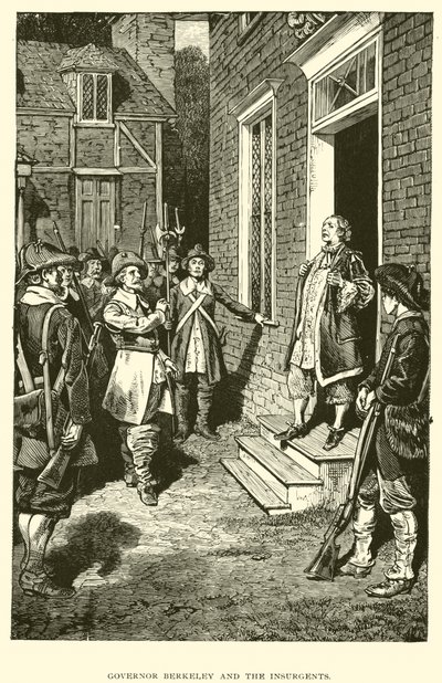 Le gouverneur Berkeley et les insurgés (lithographie) - American School