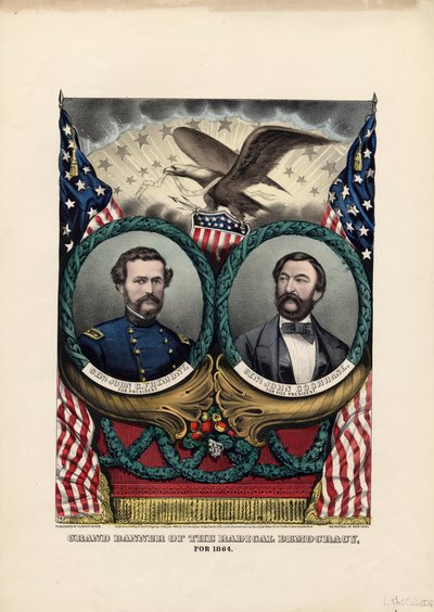 Grand étendard de la démocratie radicale, pour 1864, pub. par Currier & Ives, 1864 - American School