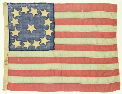 Drapeau cousu à la main avec treize étoiles, c.1830-80 - American School
