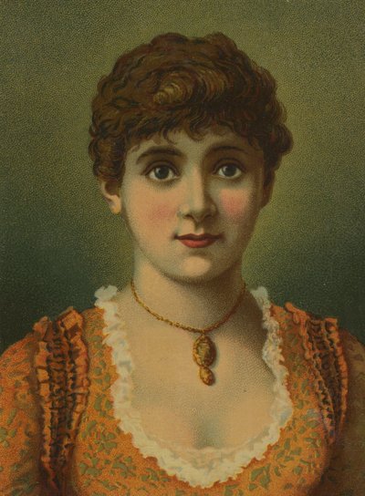 Belle femme, portant un pendentif, avec de grands yeux bleus - American School