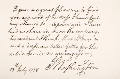 Écriture et signature de George Washington, 1758 - American School