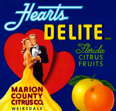 Étiquette de Caisse de Fruits Hearts Delite, c.1920 - American School