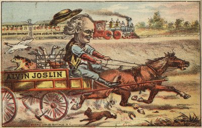 Cheval et charrette poursuivant un train - American School
