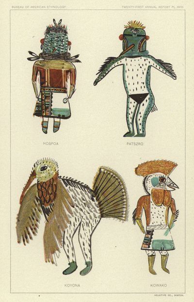 Hospoa, Paszro, Koyona, Kowako (lithographie couleur) - American School