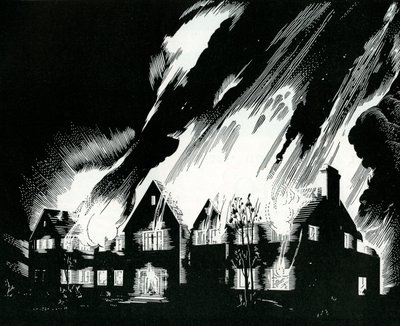 Maison engloutie par les flammes - American School
