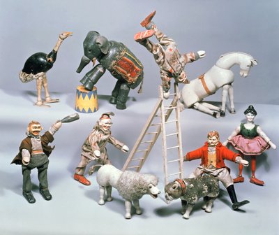 Acrobates et ménagerie du cirque Humpty Dumpty, vers 1900 - American School