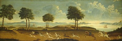 Scène de chasse avec un port - American School