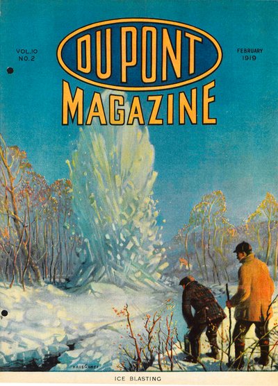 Dynamitage de glace, couverture du DuPont Magazine, février 1919 - American School