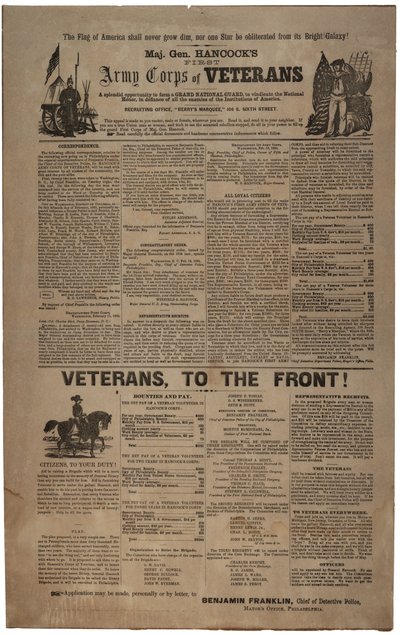 Affiche de recrutement illustrée de Philadelphie pour le Premier Corps d