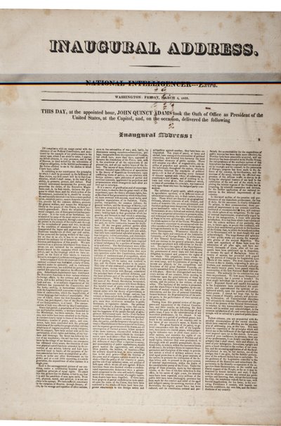 Discours inaugural de John Quincy Adams, 4 mars 1825 - American School