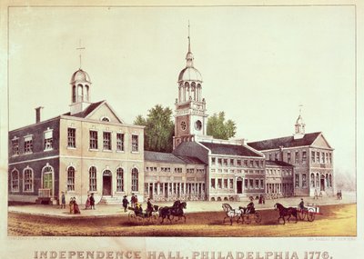 Independence Hall, Philadelphie, 1776, publié par Nathaniel Currier (1813-88) et James Merritt Ives (1824-95) - American School