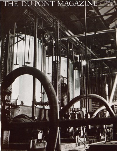 Usine industrielle, couverture du DuPont Magazine, mars 1931 - American School