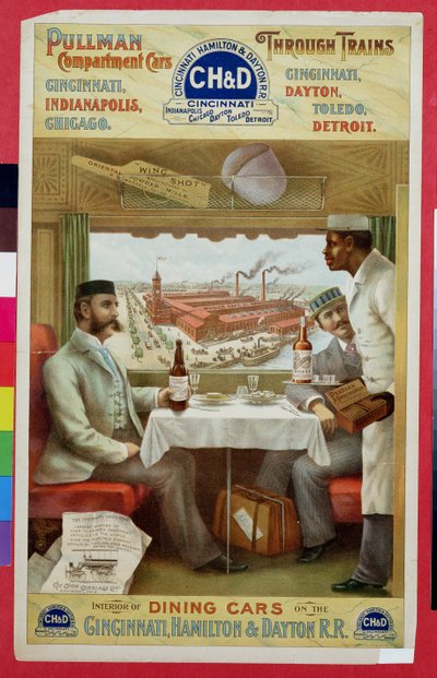 Intérieur des wagons-restaurants du chemin de fer Cincinnati, Hamilton et Dayton - American School