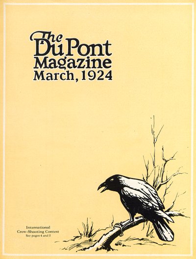 Concours international de tir aux corbeaux, couverture du DuPont Magazine, mars 1924 - American School