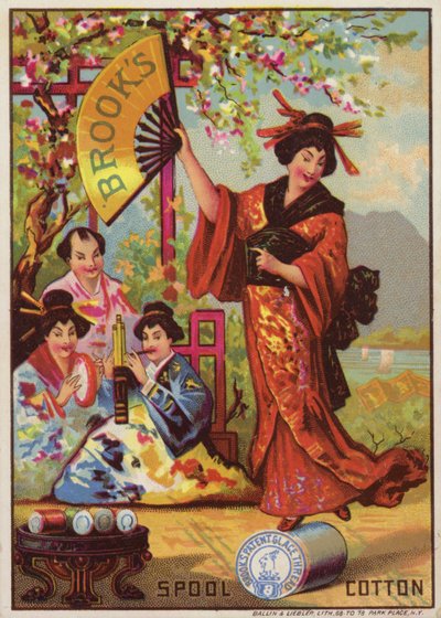 Dame japonaise dansant sur une bobine de coton - American School