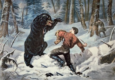 Jedediah Smith (1799-1831) attaqué par un ours grizzly, vers 1861 - American School