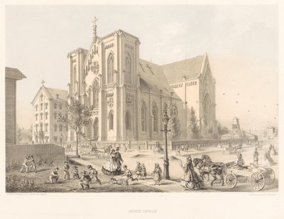 Église jésuite, Église de la Sainte Famille, Chicago 1866 (lithographie) - American School