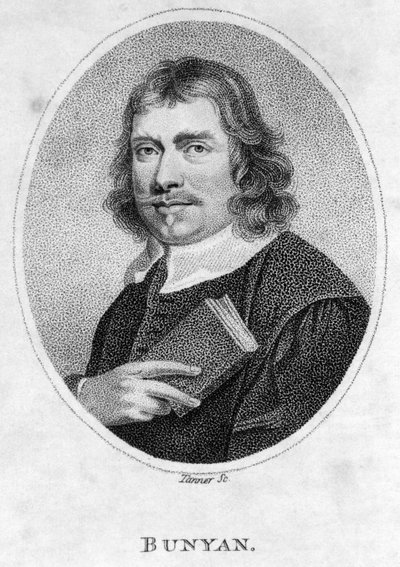 John Bunyan (1628-88) frontispice de Le Voyage du pèlerin, 1805 - American School
