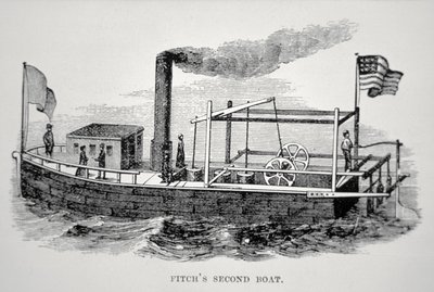 Deuxième bateau à vapeur de John Fitch (1743-98) - American School