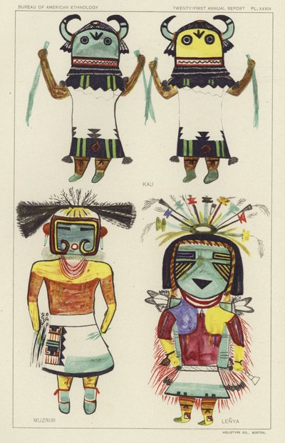Kau, Muzribi, Lenya (lithographie couleur) - American School