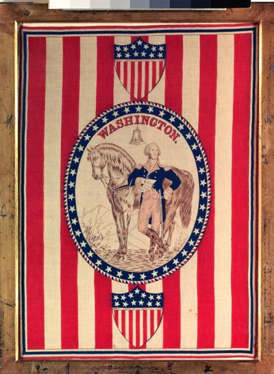 Foulard représentant un portrait équestre en pied de George Washington, vers 1876 - American School