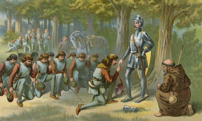Le roi Richard pardonne Robin et ses hommes - American School