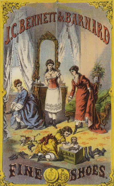 Dames essayant des chaussures - American School