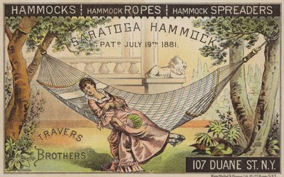 Dame se relaxant sur un hamac de Saratoga - American School