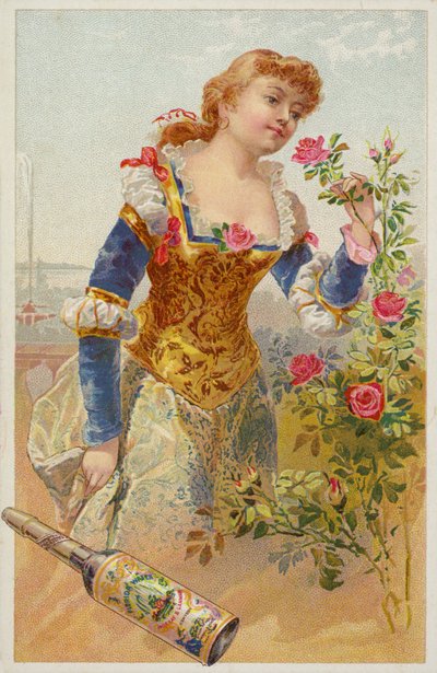 Dame sentant des roses - American School