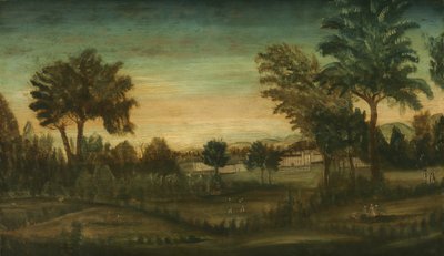 Paysage avec bâtiments, fin du XVIIIe siècle - American School