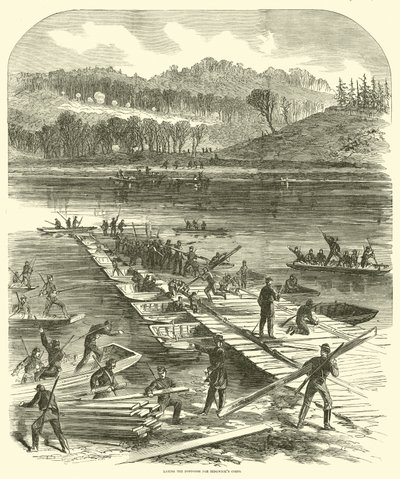 Pose des pontons pour le corps de Sedgwick, avril 1863 - American School