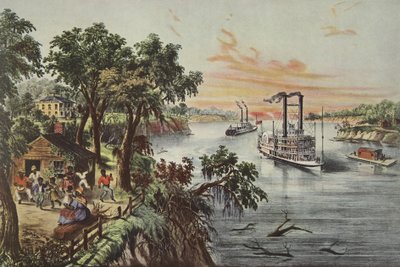 Basse eau dans le Mississippi, pub. 1868, Currier & Ives - American School