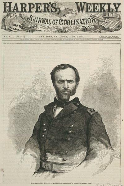 Major-Général William T. Sherman, première page de Harper