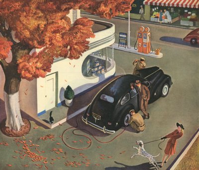 Homme Faisant Réviser sa Voiture à une Station-Service - American School