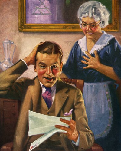 Homme recevant une prime de Noël au travail - American School