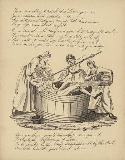 Homme jeté dans une baignoire par des femmes - American School