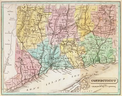 Carte du Connecticut, de 